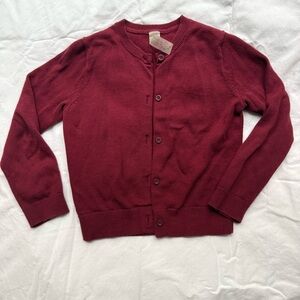 Primary Red Cardigan Sweater V-Neck Long Sleeve